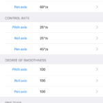Zhiyun Assistant App - iOS Screenshot Stabilizer Settings